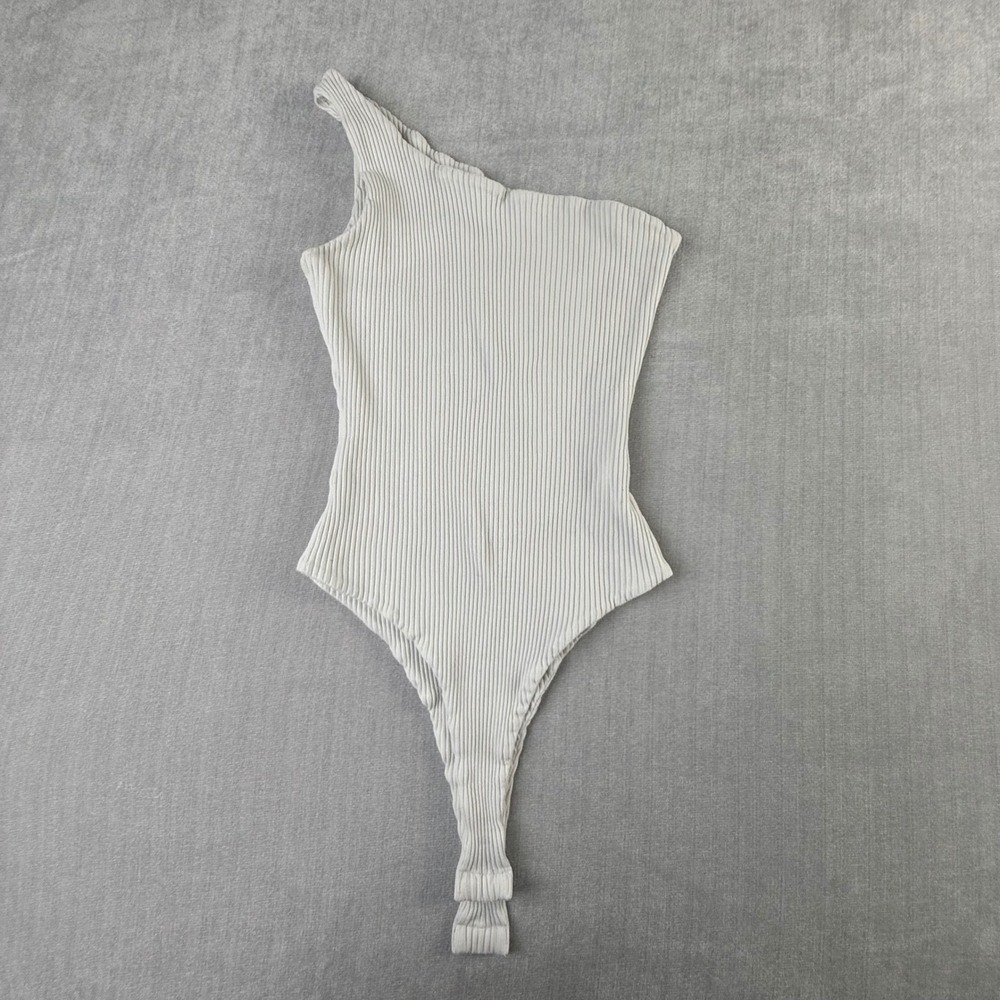 Princess Polly One Shoulder Ribbed Bodysuit US 6 Thong Snap Closure Sleeveless